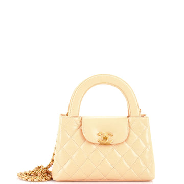 Kelly Top Handle Shopping Bag Quilted Shiny Aged Calfskin Mini