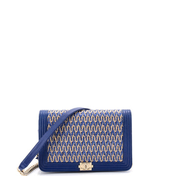 Boy Flap Bag Chevron Woven Raffia and Leather Old Medium