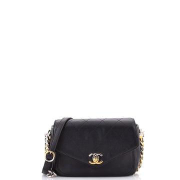 Two Tone Envelope Flap Bag Quilted Calfskin Small