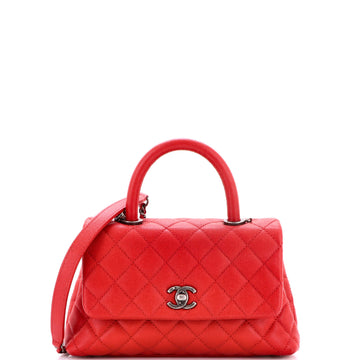 Coco Top Handle Bag Quilted Caviar Mini