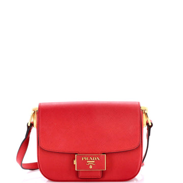 Embleme Flap Bag Saffiano Leather Small