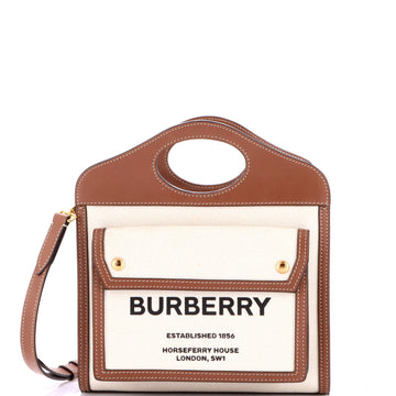 Logo Pocket Tote Canvas with Leather Mini