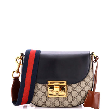 Padlock Saddle Shoulder Bag GG Coated Canvas and Leather Medium