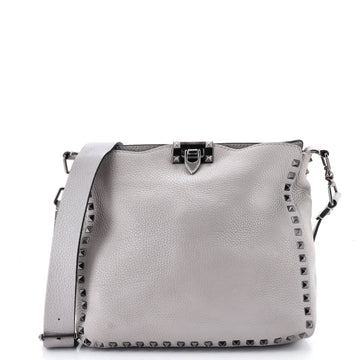Rockstud Flip Lock Messenger Bag Leather Small