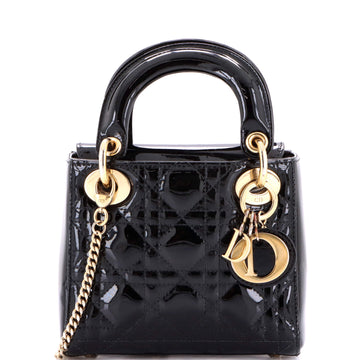 Lady Dior Chain Bag Cannage Quilt Patent Mini
