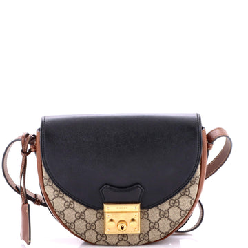 Padlock Saddle Shoulder Bag GG Coated Canvas and Leather Small