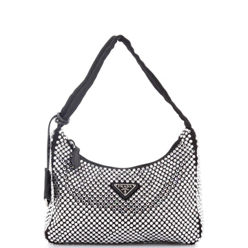 Re-Edition 2000 Hobo Crystal Embellished Satin Mini
