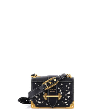 Cahier Crossbody Bag Studded Laser Cut Leather Small