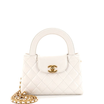 Kelly Top Handle Shopping Bag Quilted Shiny Aged Calfskin Mini