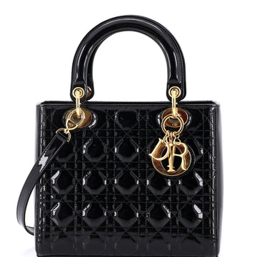 Lady Dior Bag Cannage Quilt Patent Medium