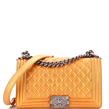 Boy Flap Bag Quilted Metallic Calfskin Old Medium