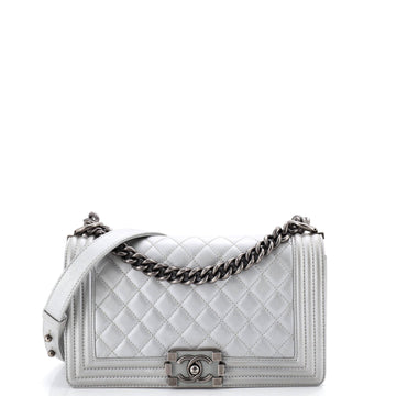 Boy Flap Bag Quilted Metallic Calfskin Old Medium