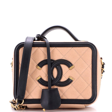 Filigree Vanity Case Quilted Caviar Small