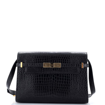 Manhattan Shoulder Bag Crocodile Embossed Leather Medium