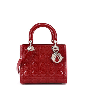 Lady Dior Bag Cannage Quilt Patent Medium