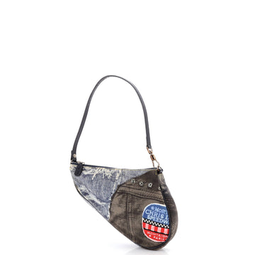 Vintage Saddle Bag Printed Denim Mini