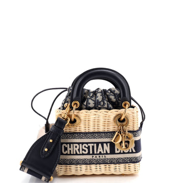 Lady Dior Bag Wicker and Oblique Canvas Mini