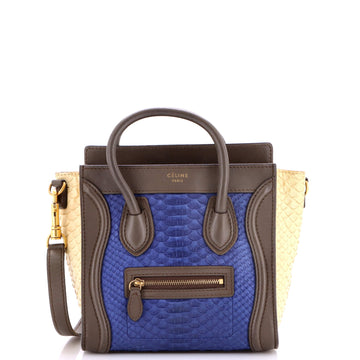 Tricolor Luggage Bag Python and Leather Nano
