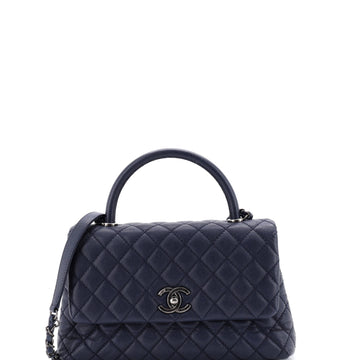 Coco Top Handle Bag Quilted Caviar Small