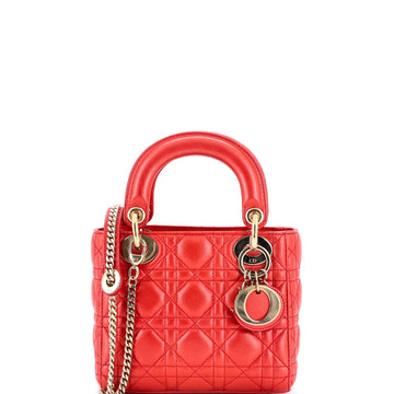 Lady Dior Chain Bag Cannage Quilt Iridescent Leather Mini