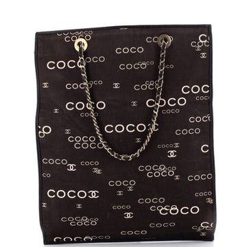 Vintage Coco Chain Shopping Tote Printed Canvas Tall