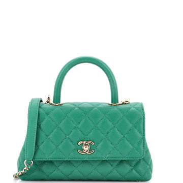 Coco Top Handle Bag Quilted Caviar Mini