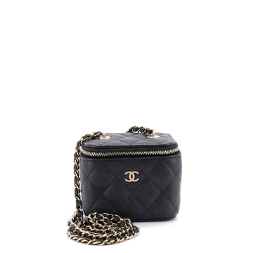 Classic Vanity Case with Chain Quilted Caviar Mini