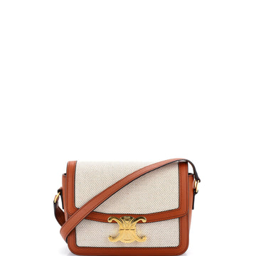 Triomphe Shoulder Bag Canvas with Leather Teen