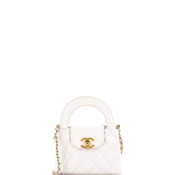 Kelly Top Handle Shopping Bag Quilted Shiny Aged Calfskin Nano