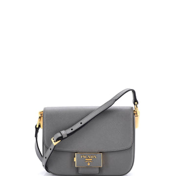 Embleme Flap Bag Saffiano Leather Small