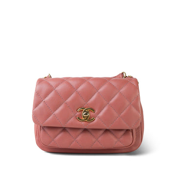 20C Pink leather Quilted Top Handle Flap Aged Gold Hardware