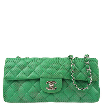 Top Quality Chanel Green Perforated Leather East West Shoulder Bag
