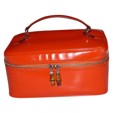 Gucci Vintage Reddish Orange Glossy Leather Satchel