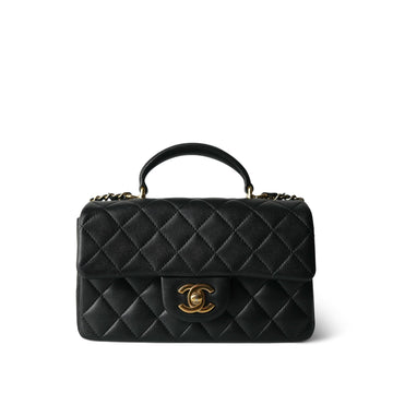 22P Black leather Mini Top Handle LGHW