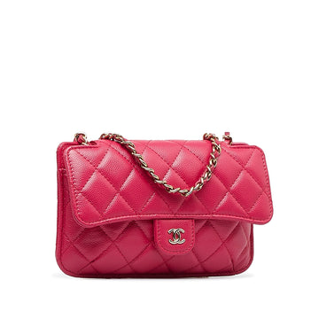 Pink Top Quality Chanel Quilted Leather Foldable Printed Fabric Tote with Chain