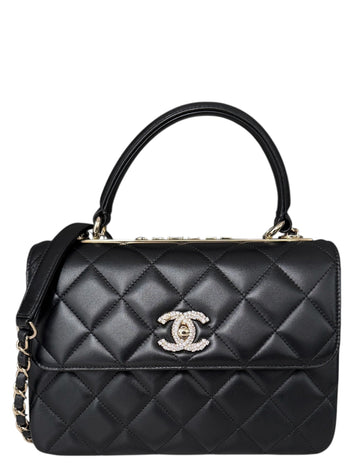 Chanel 2025 Black Crystal CC Quilted Small Trendy Bag