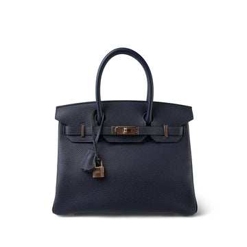 Birkin 30 Bleu Nuit Veau Togo Rose  D Stamp