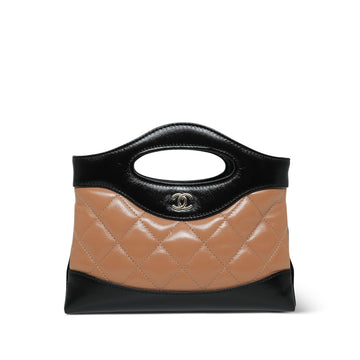 24B Caramel Black leather Quilted 31 Nano Shopping Bag LGHW