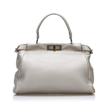 Fendi Selleria Peekaboo Handbag Silver