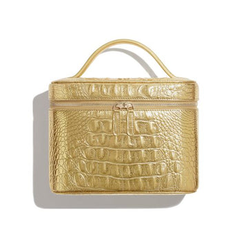 CHANEL METALLIC CROC EMBOSSED CALFSKIN CALASSIC VANITY BAG