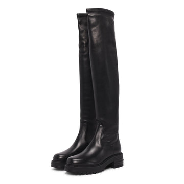 Dior Black Stretch Lambskin D-Fight Over-the-Knee Boots 37.5