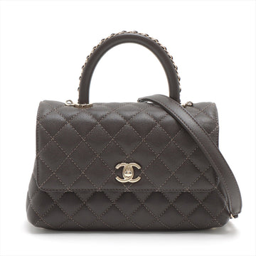Top Quality Chanel Cocohandle Leather S 2WAY Handbag Mattress Brown Gold  IC Chip With