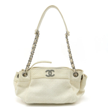 Top Quality Chanel Top Quality Chanel Cocomark Wrapped Chain Bag One-Shoulder Shoulder Bag Cotton Leather/canvas Pearson Ivory White Blumin