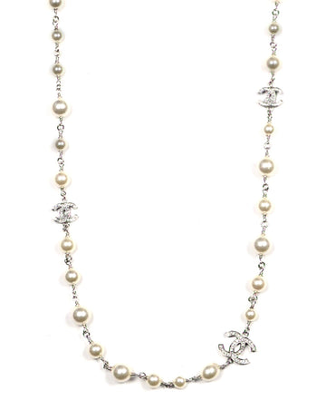 Chanel 2019 42" Faux Pearl/Crystal CC Necklace