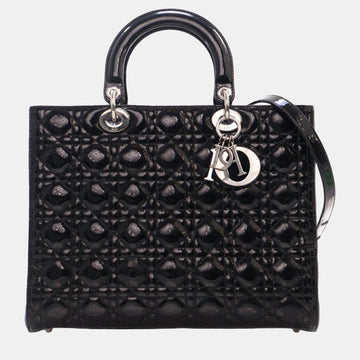 Black Large Patent Cannage Lady Dior