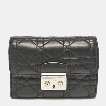 Dior Black Cannage Leather Miss Dior Compact Wallet