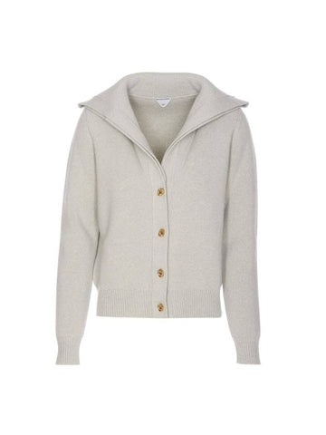 Luxury Bottega Veneta Compact Knot Button Wool Cardigan Moon