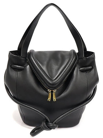 Luxury Bottega Veneta 666531 Black Vitello Nappa Gold Veil Bag Small 2WAY