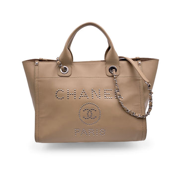 Top Quality Chanel Beige Leather Leather Studded Deauville Tote Shoulder Bag