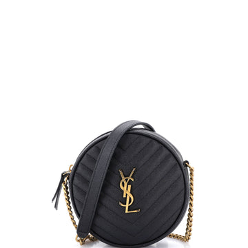 Vinyle Round Camera Bag Matelasse Chevron Leather